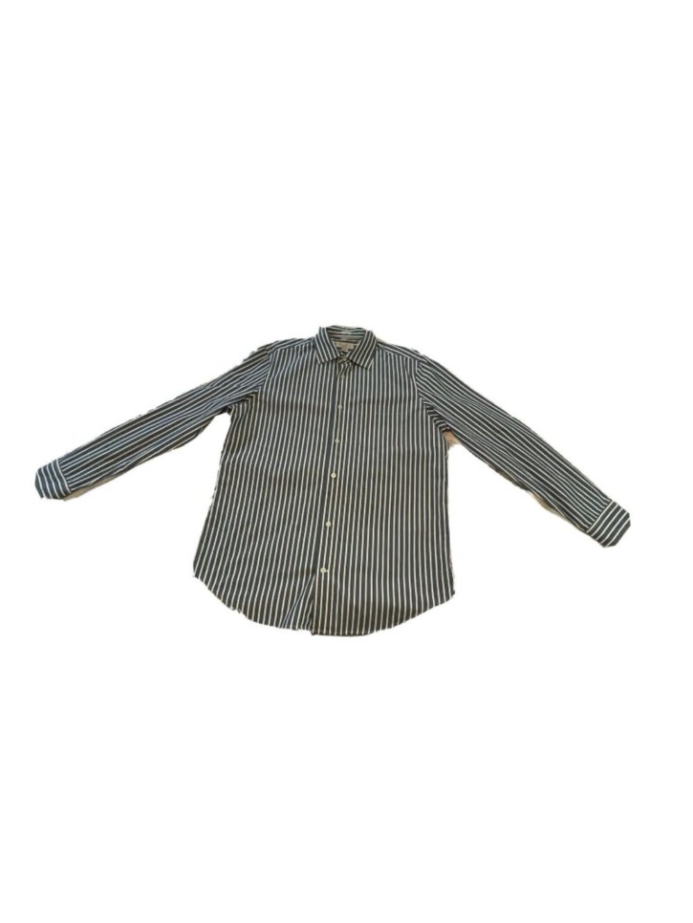 Banana Republic Classic Fit Button Down Shirt Medium Blue Strip Crisp Cotton - Picture 2 of 14